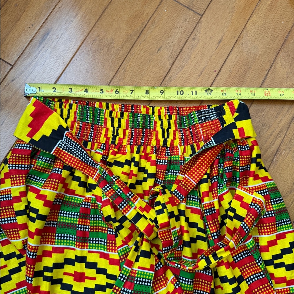 Vibrant Kente Cloth African Skirt One Size Elastic Waist Belt Full Medium - Picture 5 of 7
